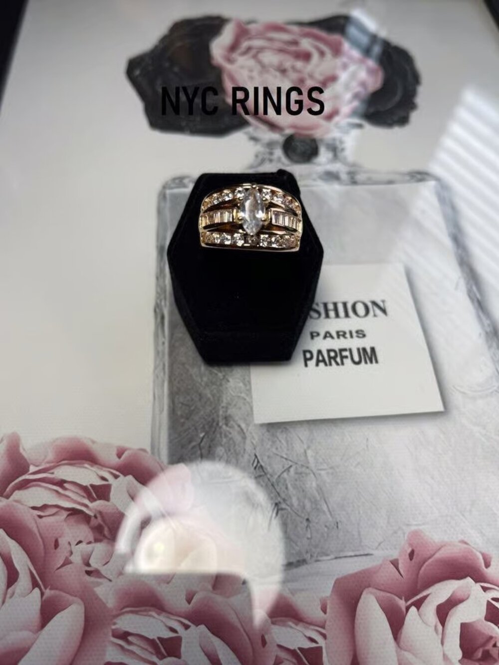 MARQUISE BRIDAL WEDDING RING STERLING SILVER PLATED SIZE 6